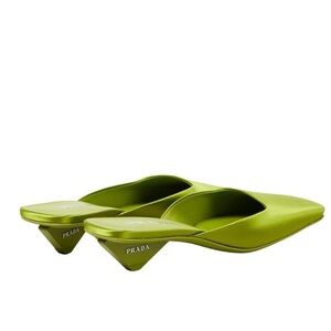 Prada Green Satin Mules